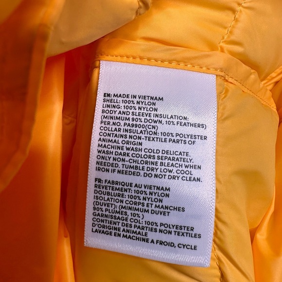 NWT Lands End Goose 800 Fill Power HyperDRY Puffer Jacket Orange/Yellow L 15-16 - Picture 6 of 7
